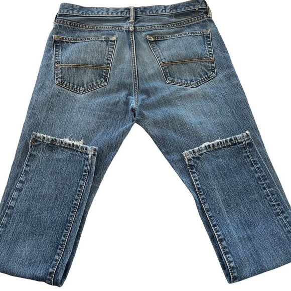 Abercrombie Fitch Jeans Mens 34x32 Blue Skinny Button Fly Denim Pants Modified - Picture 2 of 12